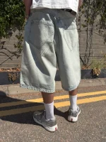 Garms Affiliated Overline Baggy Denim Shorts Sun Bleached Blue (3)