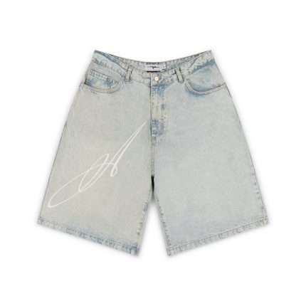 Garms Affiliated Overline Baggy Denim Shorts Sun Bleached Blue 7