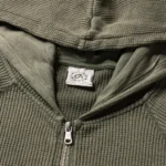 Garms Affiliated Waffle Zip Up Hoodie Dust Olive (2)