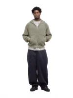 Garms Affiliated Waffle Zip Up Hoodie Dust Olive (3)