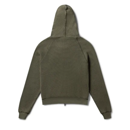 Garms Affiliated Waffle Zip Up Hoodie Dust Olive (4)