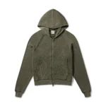 Garms Affiliated Waffle Zip Up Hoodie Dust Olive (5)