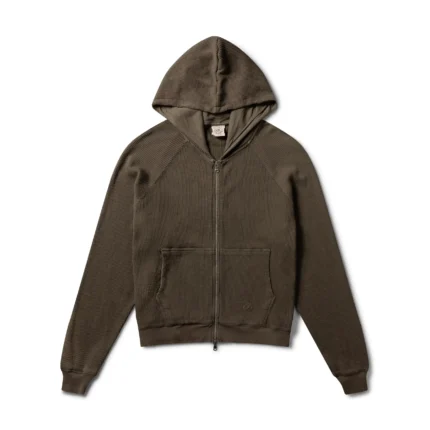 Garms Affiliated Waffle Zip Up Hoodie Oxide Brown (4)