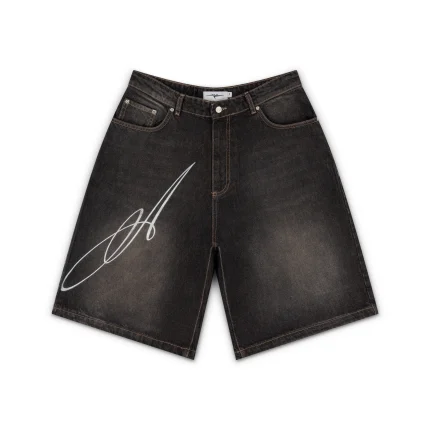 Garms Affiliated Overline Baggy Denim Shorts Smoked Earth (4)