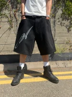Garms Affiliated Overline Baggy Denim Shorts True Black (3)